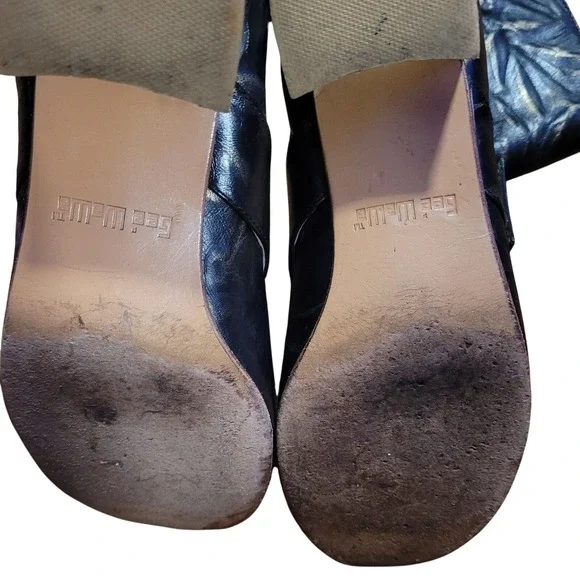 Gee WaWa Anthropologie Distressed Black & Gold Lava Ankle Boots Boho Steampunk - Picture 8 of 11